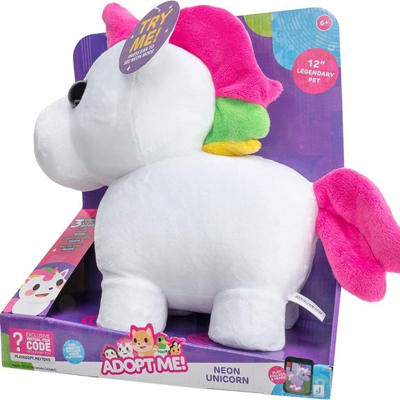 ROBLOX Adopt Me! 12" LED Light-Up Neon Stuffed Plush Unicorn Figure Virtual Code - Picture 5 of 15